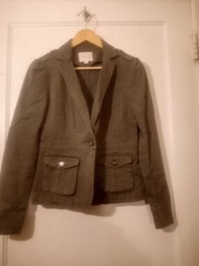 Vintage LOFT Olive Utility Blazer Jacket with Front Flap Pockets